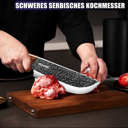 ZENG 4pcs Forged Kitchen Knives Meat Vegetable Hammered Style Chopper Red Sandalwood Handle Stainless Steel Bone Cutting Knife