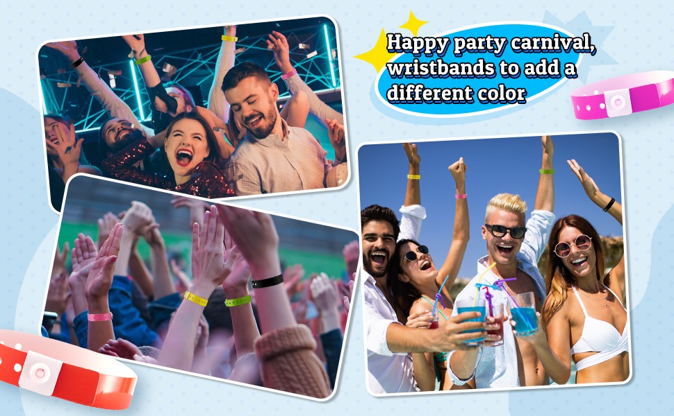 1000 Pcs Neon Wristbands for Events Multicolor Vinyl Wristband Plastic Arm Band Identification Wristband with Snap for Party