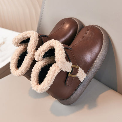 Winter Fur Boots For Children 2025 Trend Fashion Boy's Girl's Plush Snow Boots Anti-slippery Teenager Kid's Padded Boots Cotton