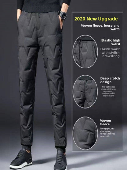 Men's down Cotton Pants Winter Thiened Warm Casual Trousers Windproof Outdoor Sports Jaet Youth ular Long Pants