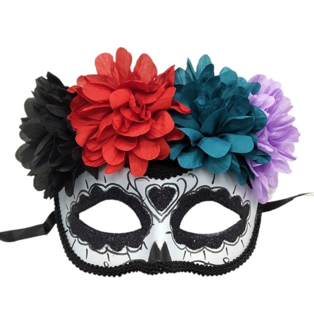 Flowers Halloween Mask Fashion Cosplay Mexican Day of The Dead Mask Retro Exquisite Flower Wearing Ghost Mask Halloween Prom