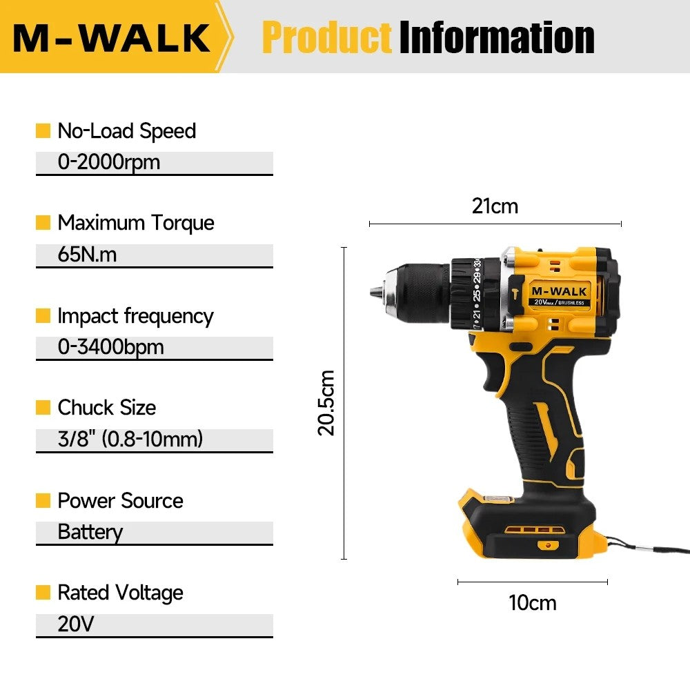 Furadeira de Impacto DCD805 DEWALT 20V a Bateria de Lítio, Recarregável, Sem Escova, Compacta, Parafusadeira Elétrica, Furadeira Manual