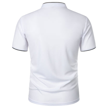 Men's short-sleeved stand-up collar top casual fashion daily solid color short-sleeved stand-up collar T-shirt casual top