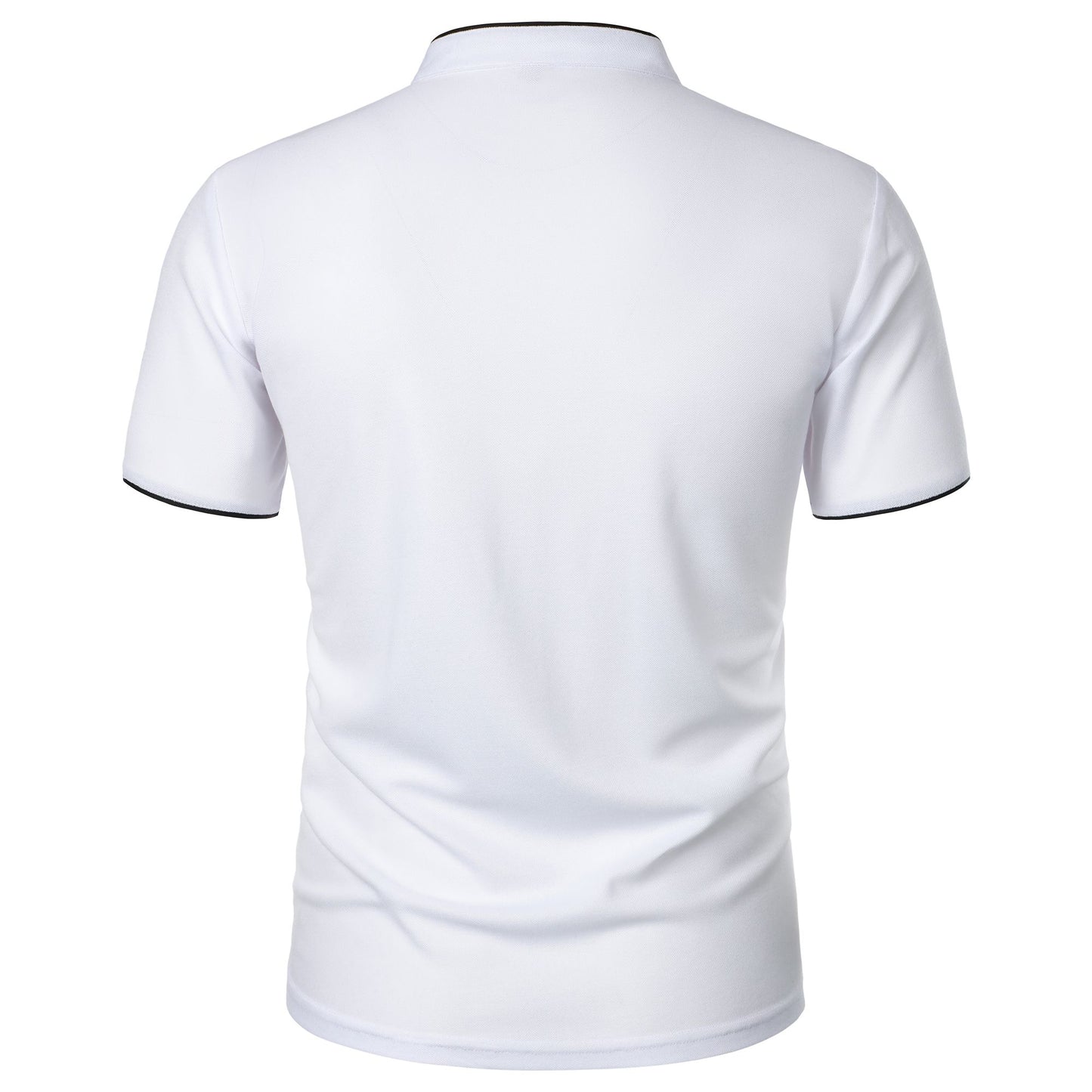 Men's short-sleeved stand-up collar top casual fashion daily solid color short-sleeved stand-up collar T-shirt casual top