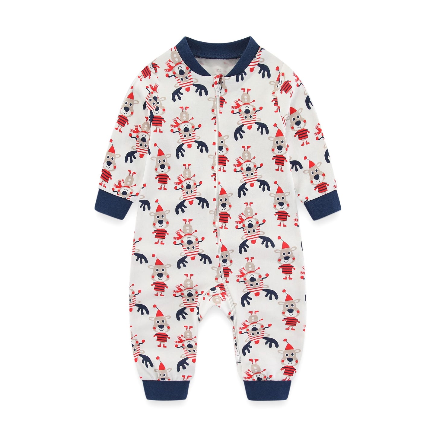 Kiddiezoom 1/2Pcs Fashion Christmas Cartoon 100%Cotton zipper Baby Boy Girl Rompers Soft newborn Clothes