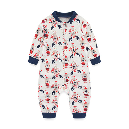 Kiddiezoom 1/2Pcs Fashion Christmas Cartoon 100%Cotton zipper Baby Boy Girl Rompers Soft newborn Clothes
