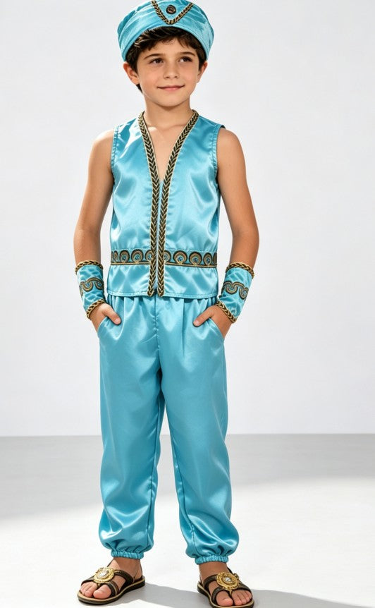 Boys Light Blue Egyptian Prince 4-Piece Costume Set