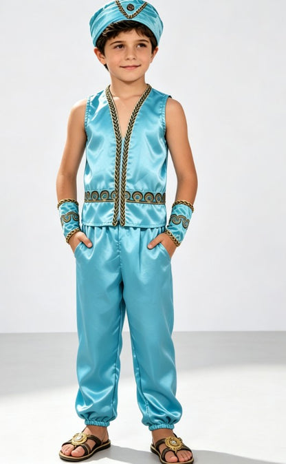 Boys Light Blue Egyptian Prince 4-Piece Costume Set
