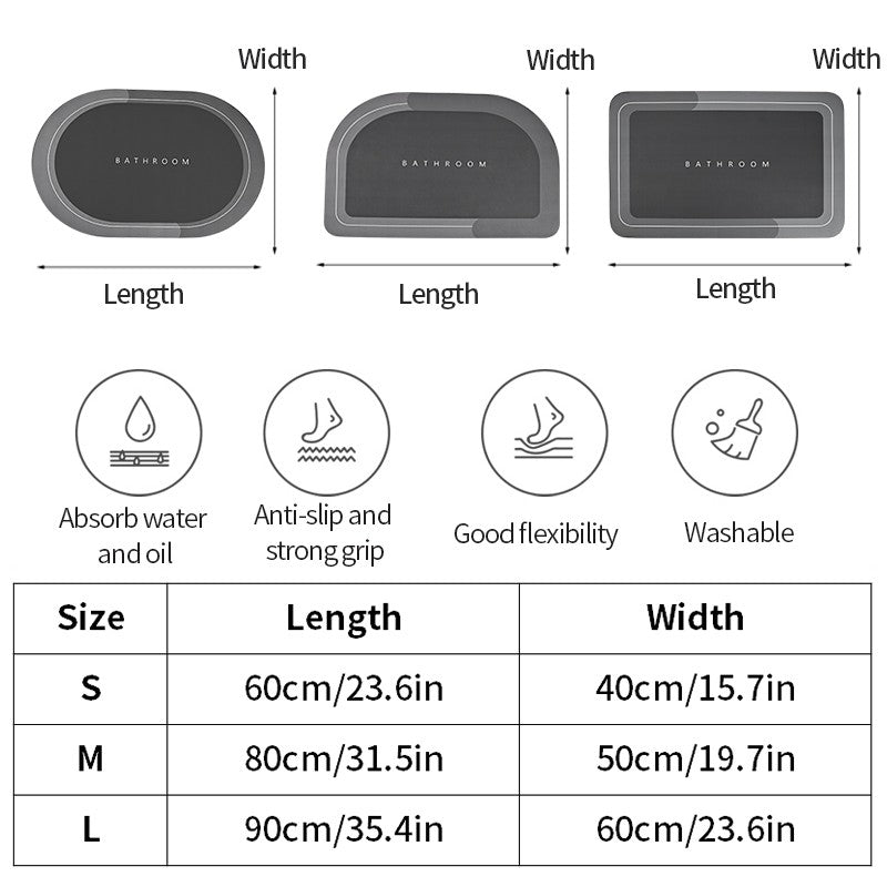 Quick Dry Bath Mats Super Absorbent Rug Bathroom Non Slip Bath Rug Toilet Carpet Front Entrance Door Mat Tapetes De Baño
