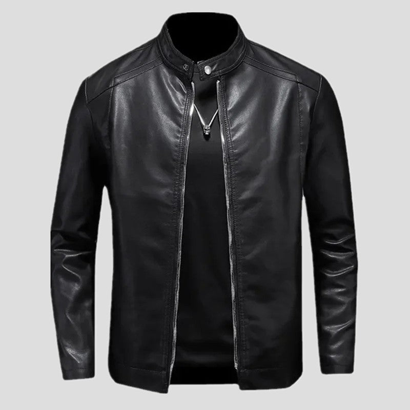Leather Men's Jacket Spring and Autumn Casual Motorcycle Armored Jacket Black Motorcycle PU Leather Jacket Men's Clothing M-5XL