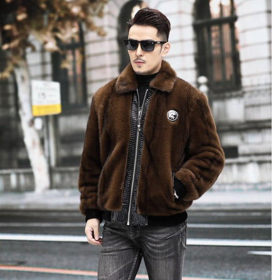 Zipper Cardigan Spliced Faux Leather Men Long Sleeve Jackets Turn Down Collar Coat Long Sleeve High Street 2025 Autumn Slim
