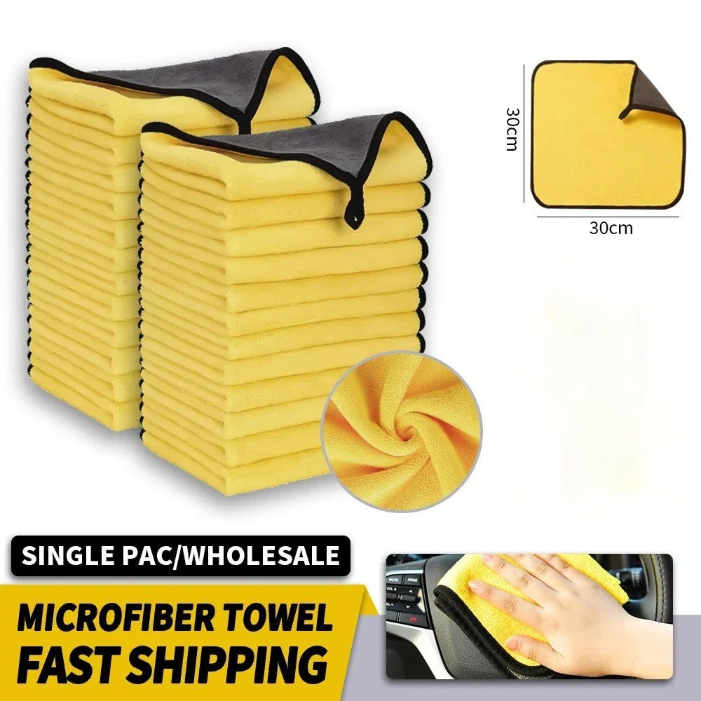 10/5/3Pcs Car Wash Microfiber Towel 30*30CM Car Cleaning Drying Cloth Care Cloth Car Wash Towel Kitchen Towel