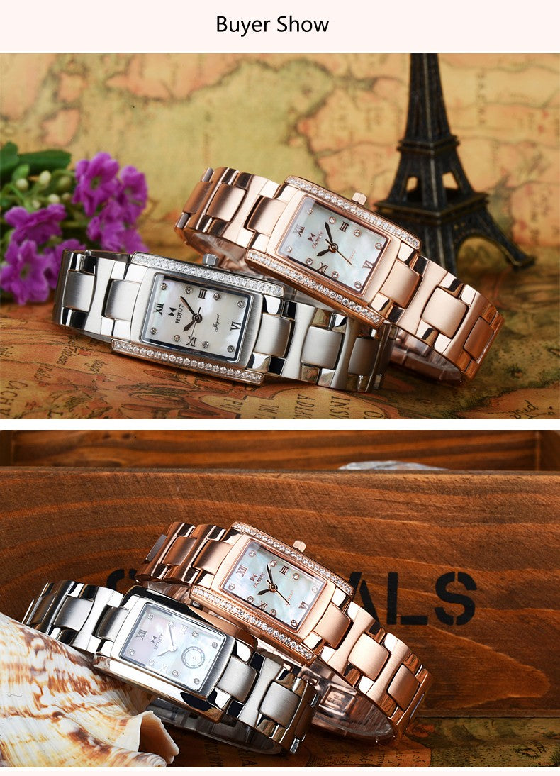 Classic square waterproof stainless steel material women's quartz watch