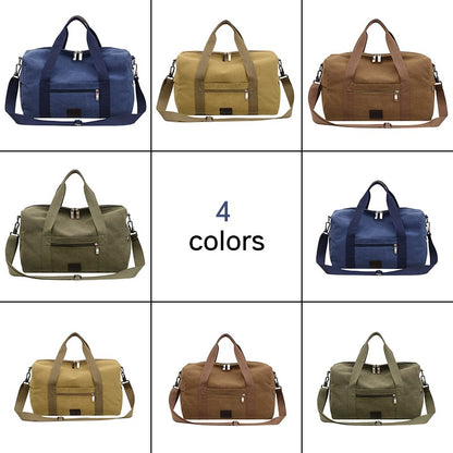 Men Large Capacity Canvas Baglarge Gym Sports Bag Cabin Holdall Duffle Shoulder Travel Weekend Bag Short-Distance Travel Package