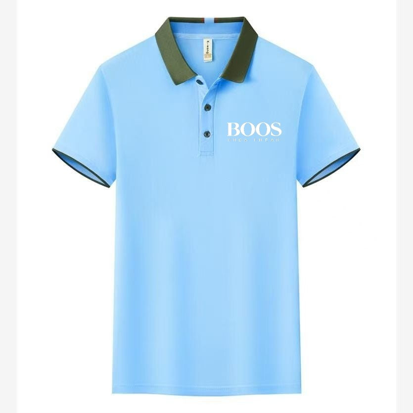 Men's New Embroidered Business Casual Short Sleeved Polo Shirt, Fashionable Short Sleeved Comfortable Breathable Top