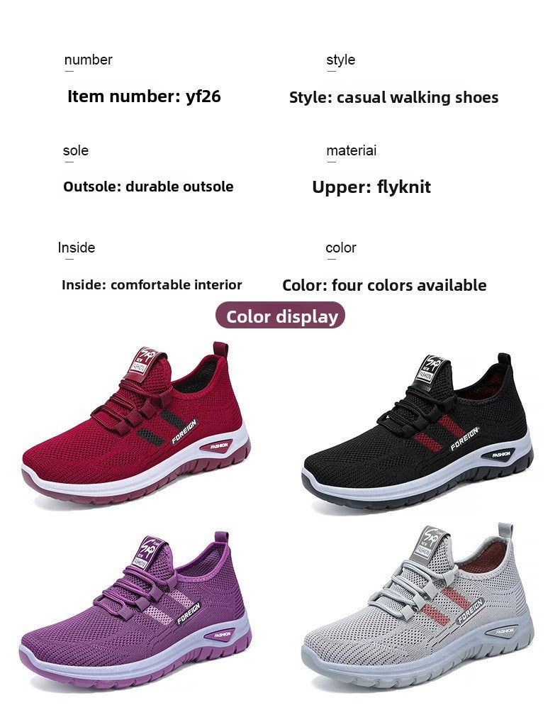 Autumn Women Sneakers Fashion Lace Up Mesh Breathable Outdoor Walking Purple Round Toe Non-slip Thick Sole Tennis Shoe Mujer