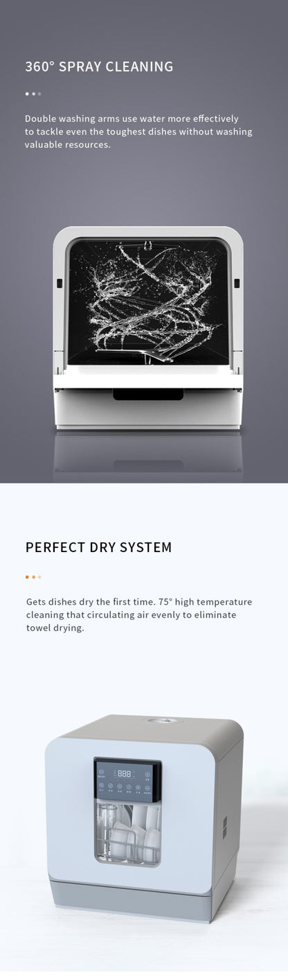 8 Sets Compact Built-in Stainless Steel Electric Dishwasher Customized Integrated  Dishwashing Machine Black Household Hotel