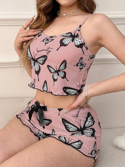 Casual Printed Pajamas For Women Two Pieces Sleepwear Women's Pajama Shorts Loungewear Sets Nightwear Female Home Suit Clothes