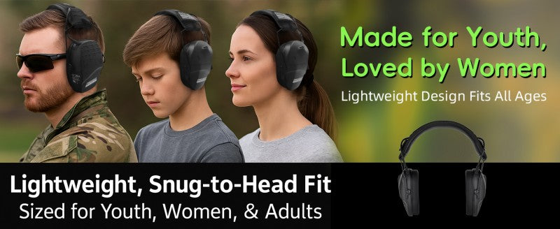 PROHEAR Youth Electronic Shooting Ear Protection Slim Fit Sound Amplification Noise Compression Earmuffs for Gun Range Hunting