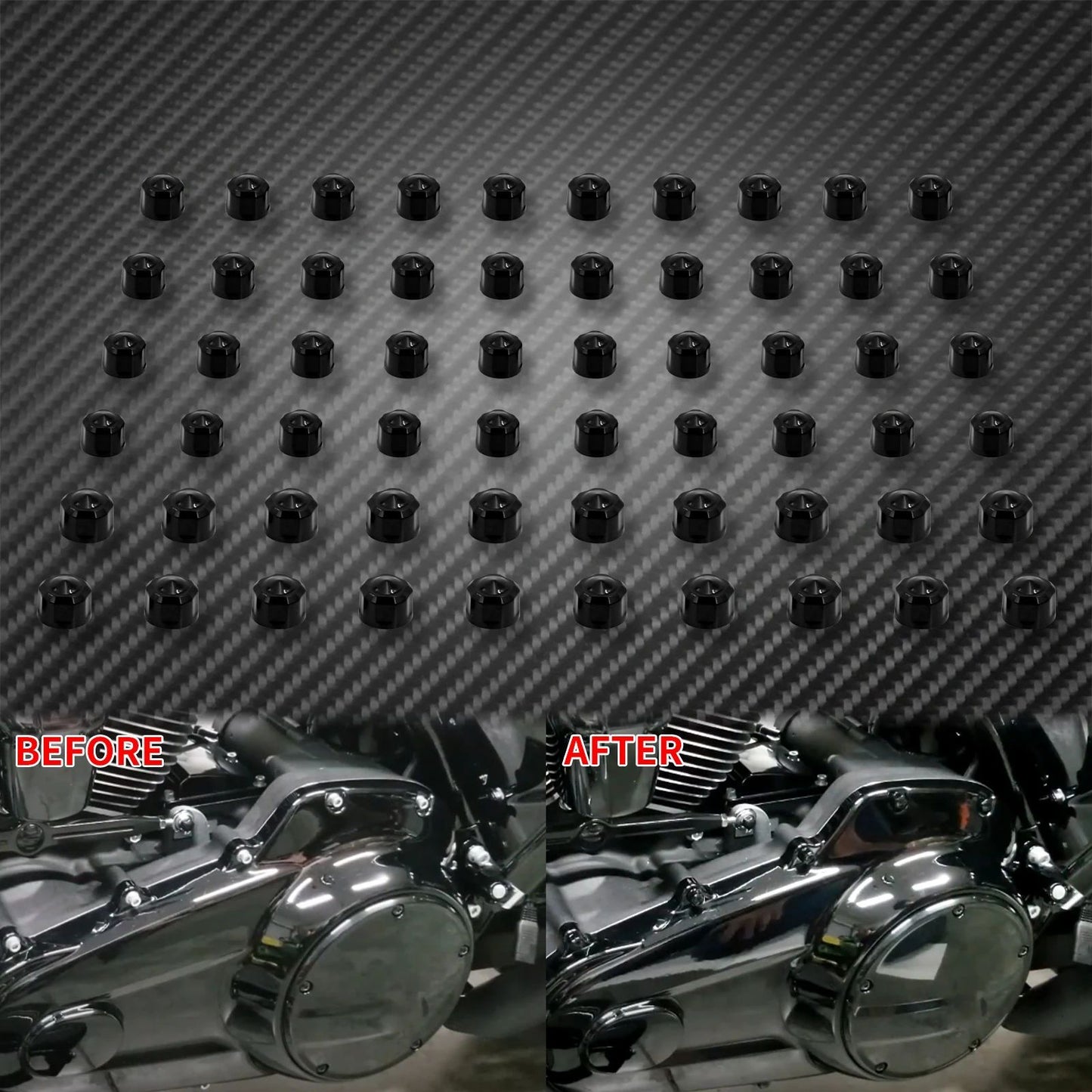 Parafusos de Motor de Motocicleta 60pçs Tampas de Parafuso Protetoras Para Harley Touring Road Street Glide FLHR Softail Fat Boy FLS 2018-Em Diante