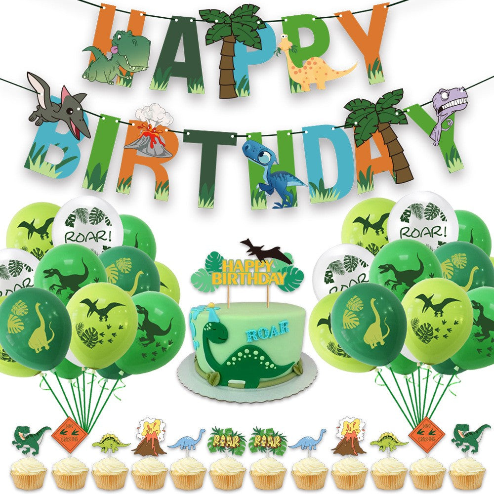 Happy Dinosaur Birthday Decoration Party Supplies Set Cup Plate Dinosaur Balloons Stickers Banner Gift Bags for Kids Boy Favors