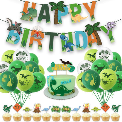 Happy Dinosaur Birthday Decoration Party Supplies Set Cup Plate Dinosaur Balloons Stickers Banner Gift Bags for Kids Boy Favors