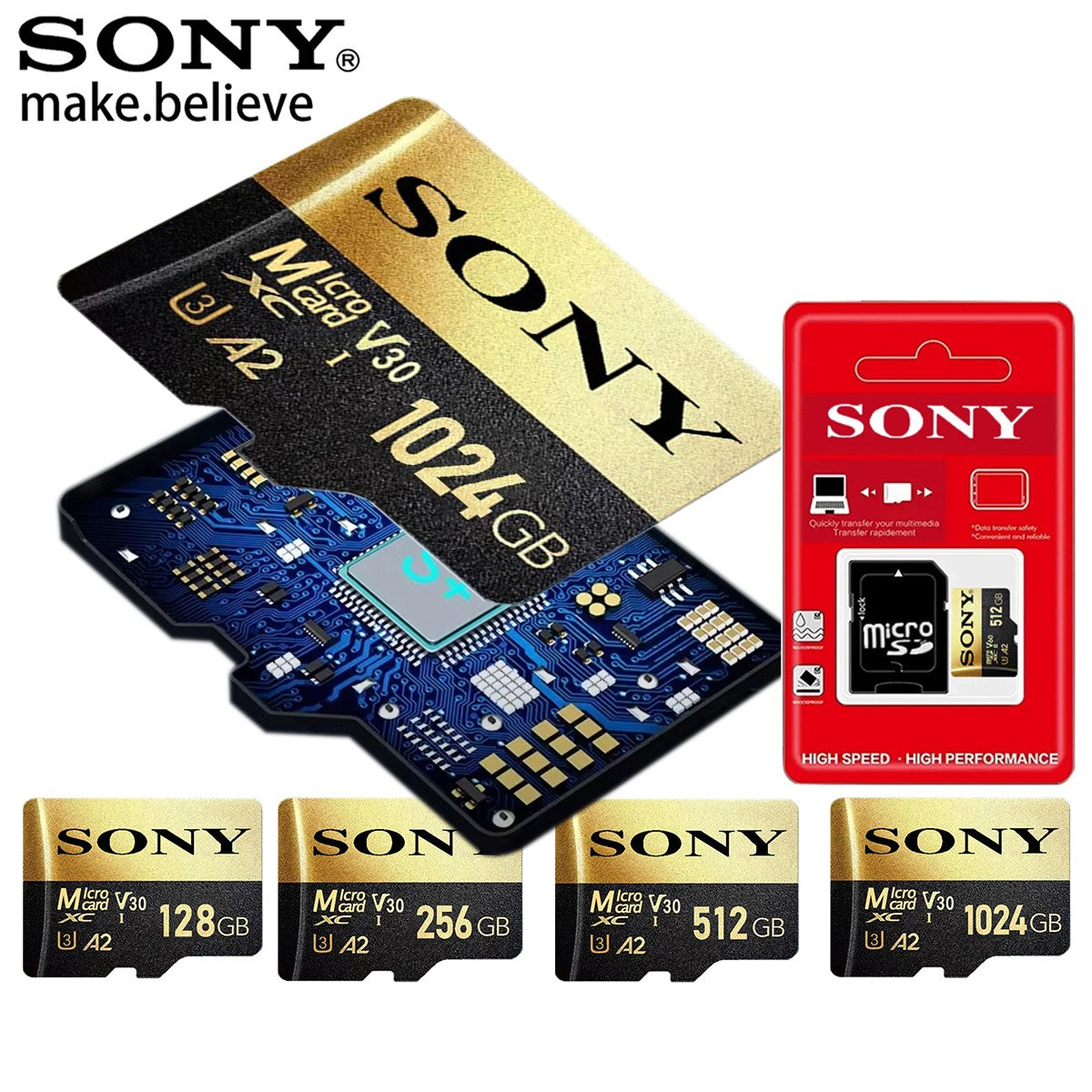 Cartão TF Micro SD SONY 1TB Cartão de Memória Classe 128GB 512GB Alta Velocidade Cartão De Memória Flash TF Mecard C10 Para Xiao Mi