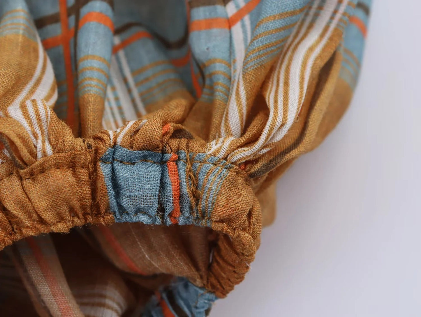 Women's 2025 Autumn Fashion Versatile Ramie Bloomers Plaid Printed Loose Pants Female High-Waist Drawstring Casual Trousers