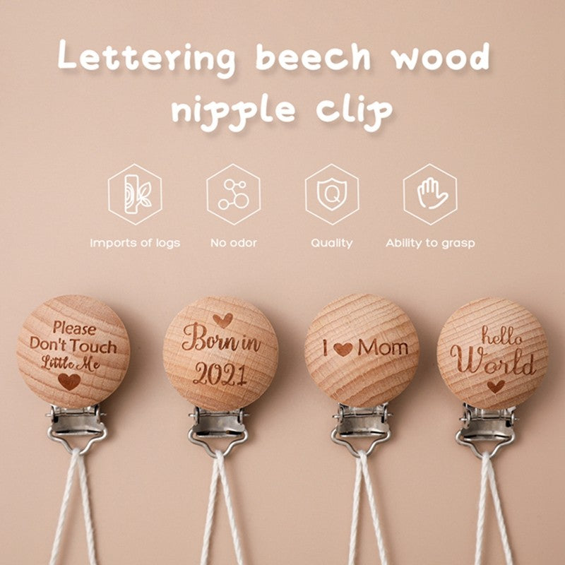 [Sale] Let's Make 5Pcs Baby Teething Beech Wooden Pacifier Chain Clip Baby Food Grade Shape Holder Dummy Clip for DIY Accesories