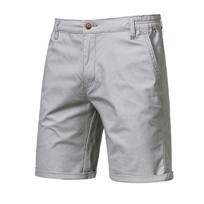 AIOPESON Summer 100% Cotton Solid Shorts Men High Quality Casual Business Social Elastic Waist Men Shorts 10 Colors Beach Shorts