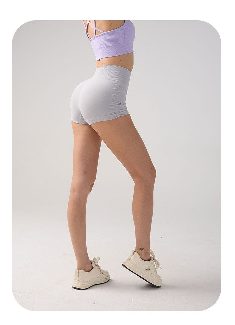 Women High Waist Fitness Shorts Gym Hip Lifting Yoga Sports Tight Running Shorts Exercise Three Folded Yoga Shorts