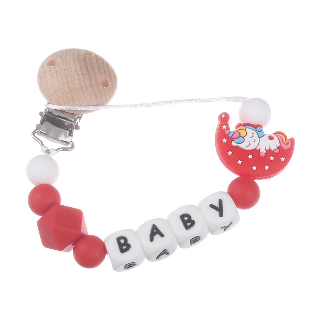 Personalized Name Baby Pacifier Clips Cartoon Moon Silicone Teether Nipple Chain For Nursing Chew Toys Baby Dummy Holder Chain