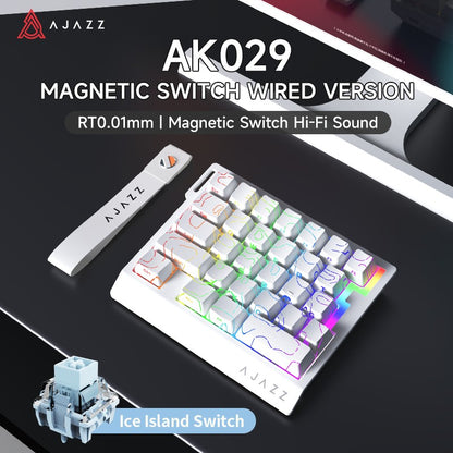 Teclado Gamer de Uma Mão AJAZZ AK029 Com Fio Chave Magnética HE 29 Teclas RGB 8000Hz Mini Teclado Mecânico para Jogadores de E-sports de PC
