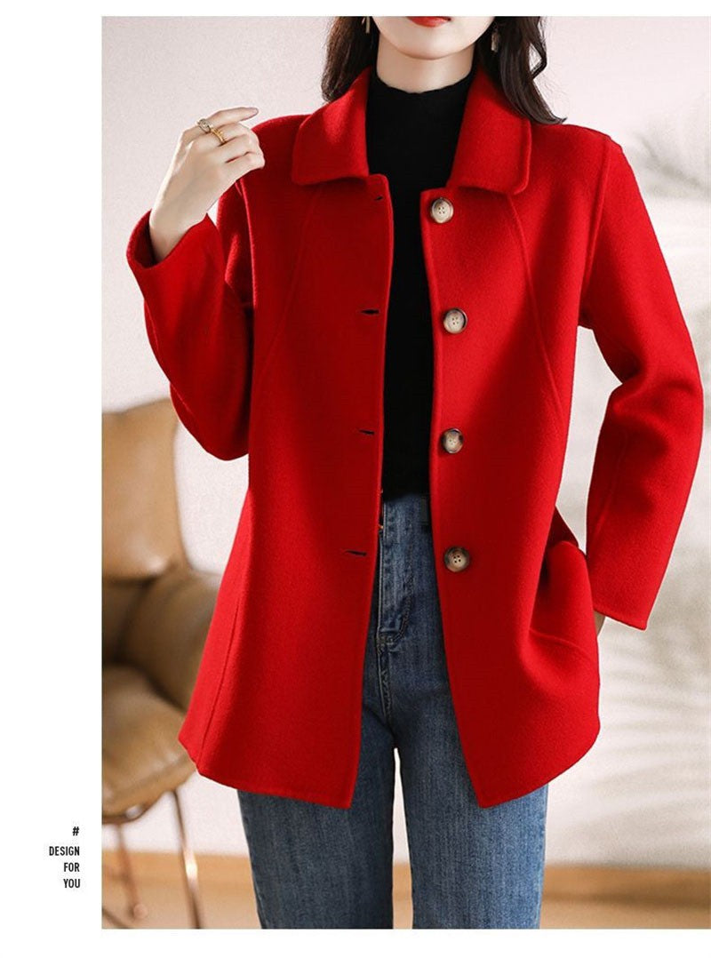 New High Quality Single-breasted Fashion Woolen Coat Women Autumn Winter Slim Elegant Wool Overcoat Windbreaker Outerwear Female