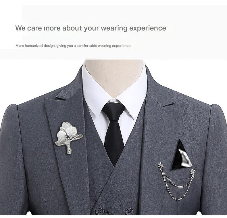 High Quality Classic Men Suit Tuxedo Peak Lapel Groomsmen Wedding Suits Set 3 Pieces(Jacket+Pants+Vest)Fashion Men Business Suit