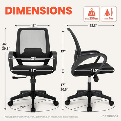 ergonomic mesh office chair with adjustable height, lumbar support, and swivel wheels for comfortable use