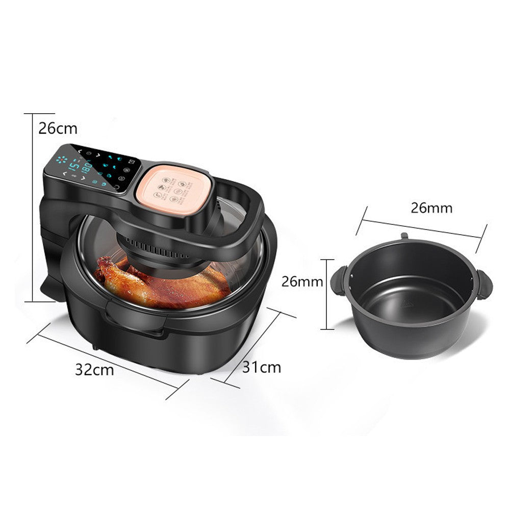 Fritadeira de Ar Doméstica Multifuncional Sem Óleo Inteligente 6L Forno 220V 1100W Painel LED Touch Controle de Temperatura Fritura a Ar Visual