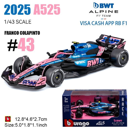 Novo em estoque Bburago 1:43 2025 F1 Japão Red Bull Rb21 Liga Modelos Miniatura Ferrari Sf25 #44 Rb21 Verstappen Mcl39 W16 ?Carro de Brinquedo