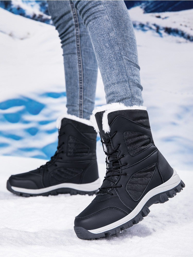 Winter Women's Snow Boots High Top Hiking Boots for Women Winter Outdoor Walking Sneakers Waterproof Plush Warm Platform Boots