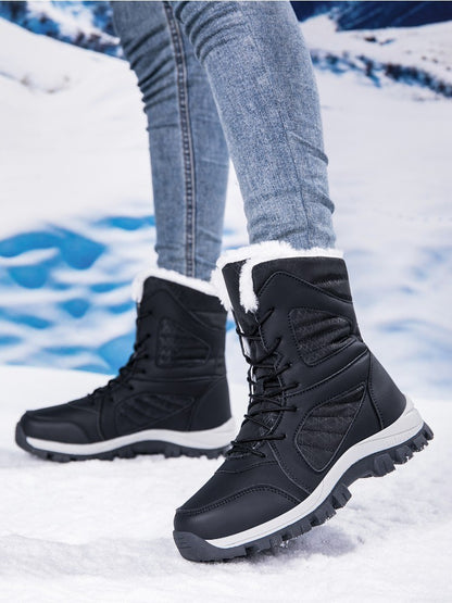 Winter Women's Snow Boots High Top Hiking Boots for Women Winter Outdoor Walking Sneakers Waterproof Plush Warm Platform Boots