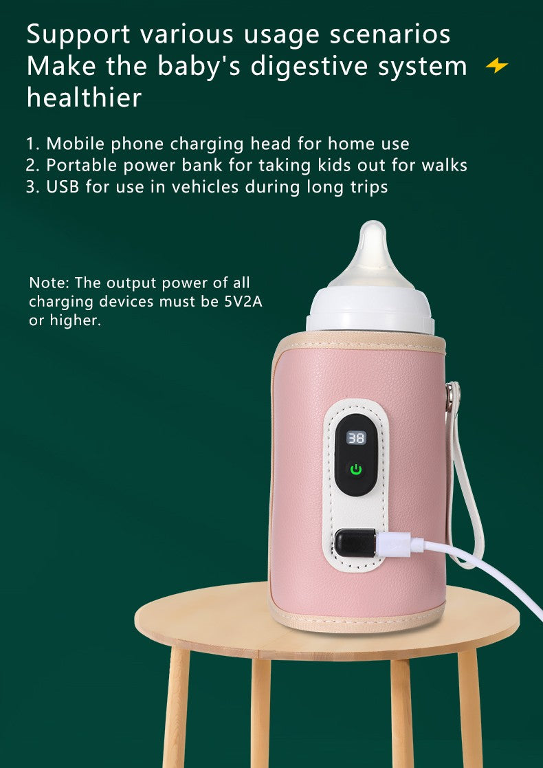 USB Baby Milk Bottle Thermal Bag Universal Digital Display Nursing Bottle Heater Portable Baby Milk Heat Keeper for Traveling