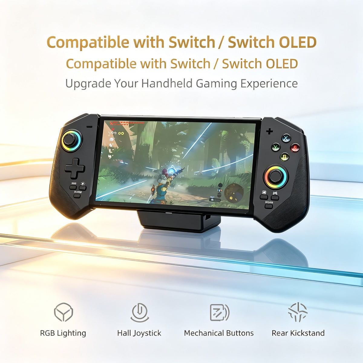 Wireless RGB Controller for Switch/Switch OLED Hall Effect Joystick 6-Axis Gyro Turbo Auto Function Gamepad Accessories