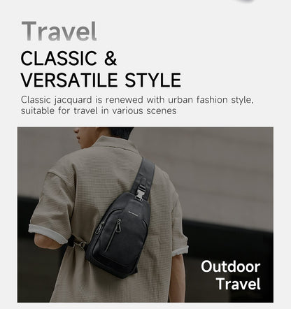 Septwolves Business Thin Printed Leather Crossbody Sling Bag Man Fashion Casual Travel Monogram Print Fabric iPad Shoulder Bag