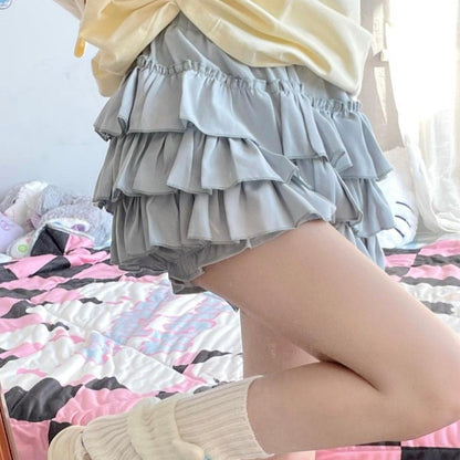 Gidyq High Waist Women Mini Skirts Summer Korean Fashion Ruffle Ball Gowns Skirts Casual Female All Match Cute A Lien Skirt New