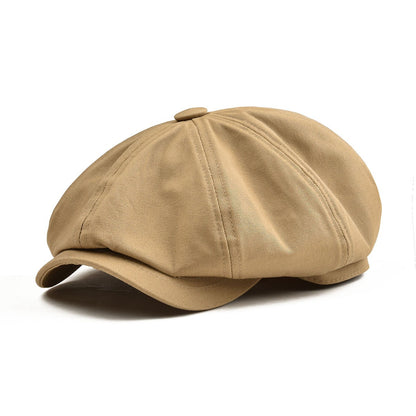 BOTVELA Men's Newsboy Cap Twill Cotton 8 Panel Hat Flat Ivy Cabbie Casual Baker Caps Gatsby Hat Retro Hats Boina Beret for Male