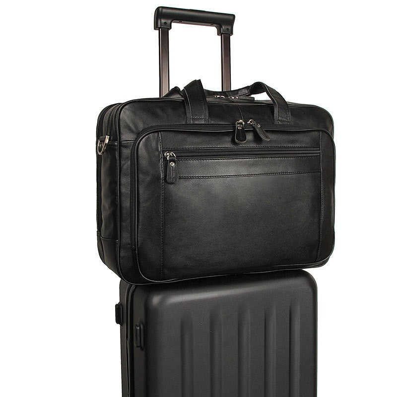 High Quality Genuine Leather Men Briefcase Business bag Crazy Horse Leather Large 17"inch Laptop Bag male Portfolio Office Case