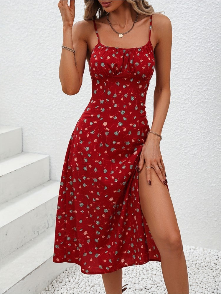 2024 Summer Sexy Spaghetti Straps Dress Women Fashion Polka Dot Print Sleeveless