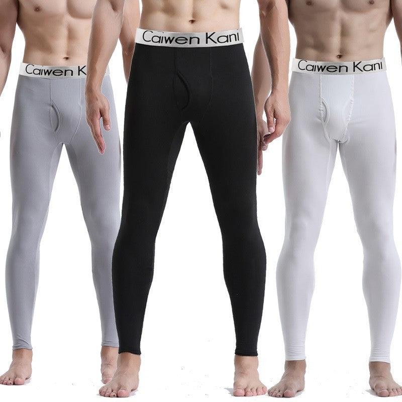2024 New  Thermal Underwear Men Thin Fleece Leggings Elastic Underpants Solid Color Render Pants Slim Men Clothing Soft