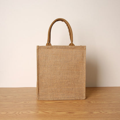 Bolsa feminina de juta, sacola de compras de grande capacidade, bolsa de viagem, bolsa masculina aberta