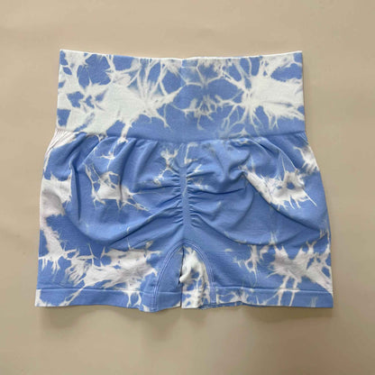 New Women Gym Tie Dye Scrunch Shorts Fitness Seamless Butt Lifting Sports Leggings Stretch Activewear Workout Running Tights